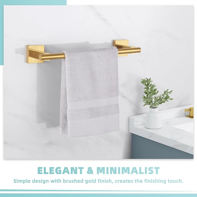 Suyar Brushed Gold Hand Towel Holder, SUS 304 Stainless Steel Short Towel Bar - Image 3