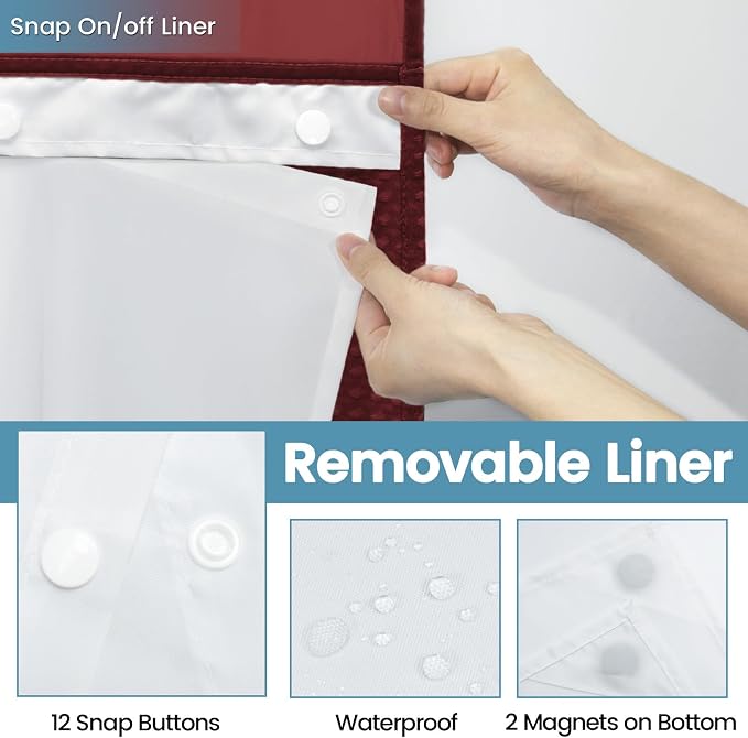 Burgundy No Hook Shower Curtain - Image 6