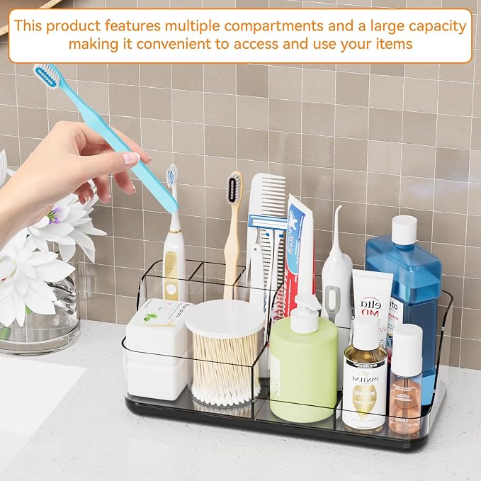 Yieach Mens Bathroom Organizer and Storage, Large 7 Slot Vanity Bathroom - Image 3