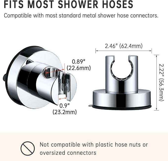 Shower Holder with Suction Cup, Removable No-Drill Wall Mount, Universal - Image 5