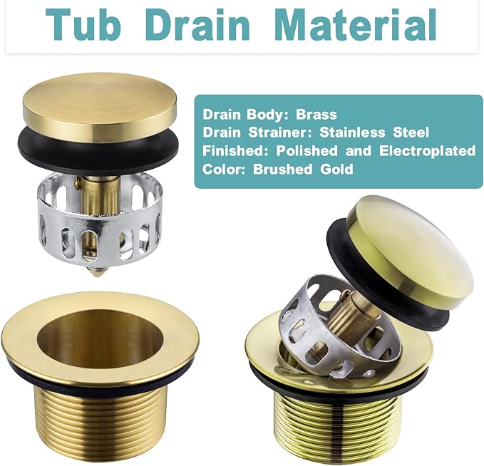 BESTILL Tip-Toe Bathtub Drain Bath Tub Trim Set Conversion Kit - Image 4