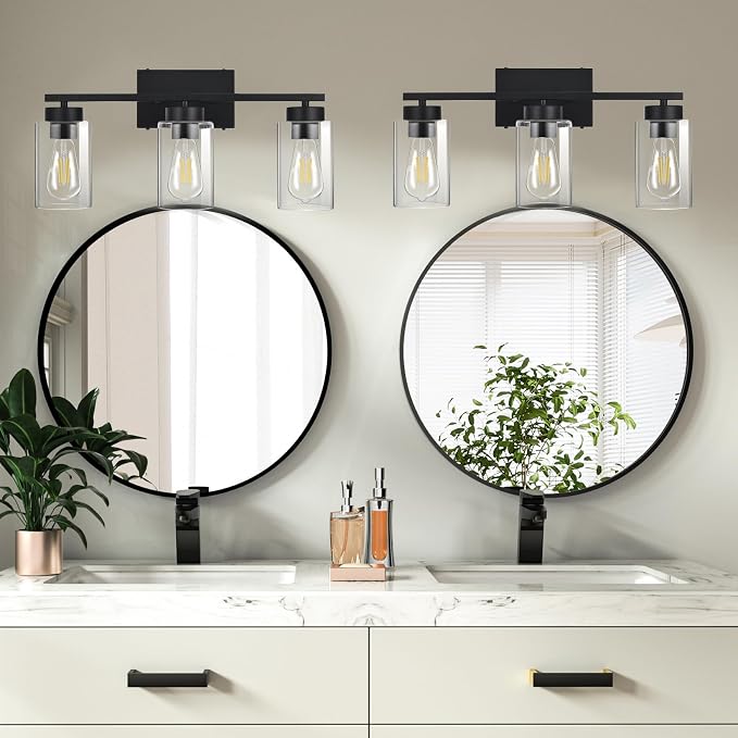 3-Light Bathroom Vanity Light, Modern Black Wall Lights - Image 6