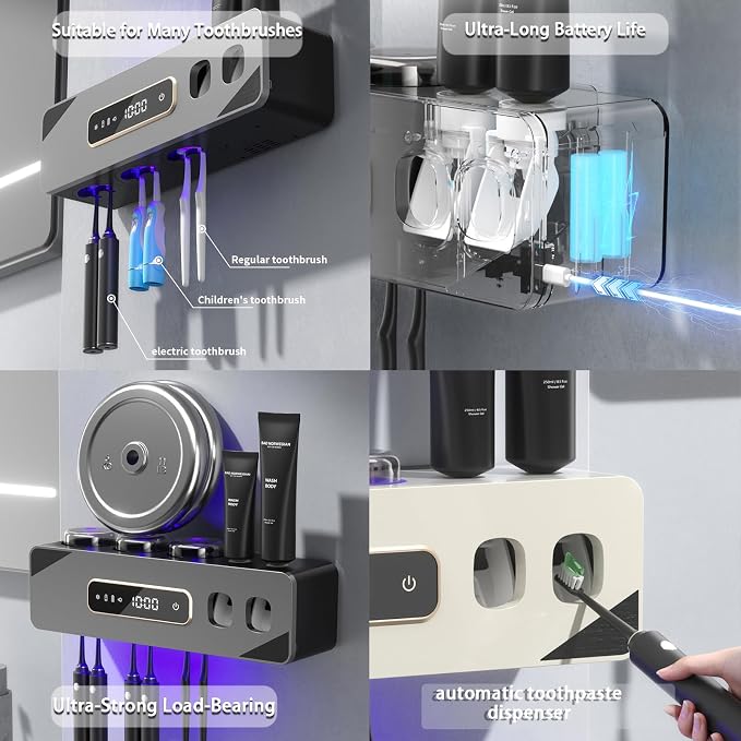Automatic Toothpaste Dispenser, Rechargeable Toothbrush Holders - Image 6