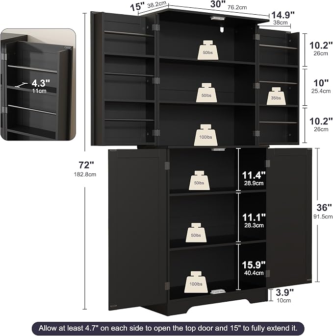 Rattan 72" Tall Kitchen Pantry Cabinet - Image 2