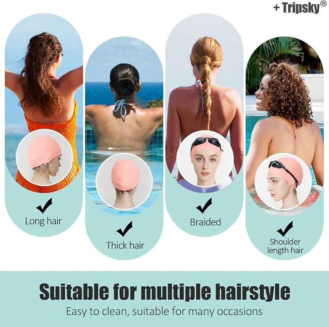Tripsky Silicone Swim Cap, Comfortable Bathing Cap Ideal - Image 3