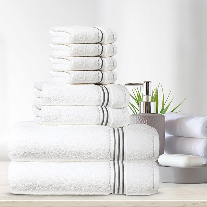 8-Piece Premium Towel Set, 2 Bath Towels, 2 Hand Towels, and 4 Wash Cloths - Image 2