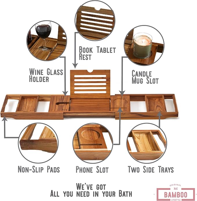 XcE Teak Bathtub Caddy Tray - Image 4