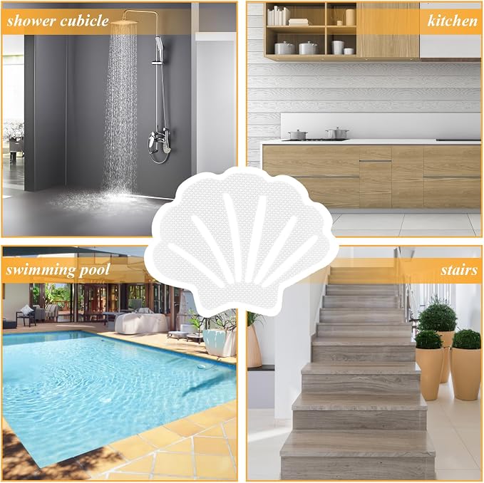 30 Pcs Non Slip Bathtub Stickers White Adhesive Decals Sea Shell Shape Shower - Image 5
