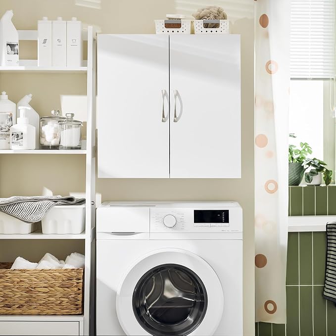 SoBuy Wall Cabinet Laundry Room Kitchen, Wall Mounted Storage Cabinet, Medicine - Image 9