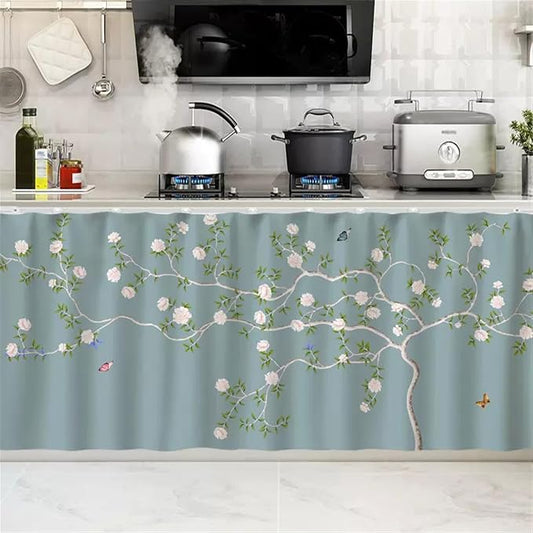 SK Studio Short Curtains for Kitchen, Cabinet Shelf Dust-Proof Blackout Tier by SK+Studio