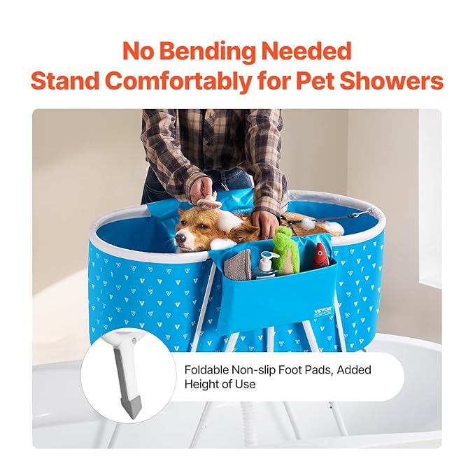 VEVOR Portable Dog Bathtub, Elevated & Foldable Space-saving Pet Shower Station - Image 3