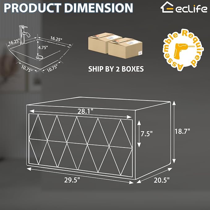 eclife 30" Floating Bathroom Vanities - Image 2