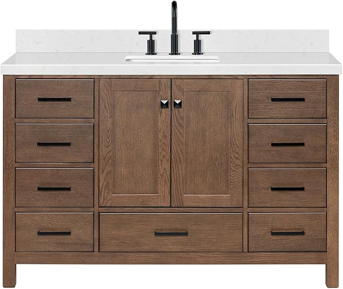 ARIEL Cambridge 54 Inch Single Rectangle Sink Bathroom Vanity - Image 11