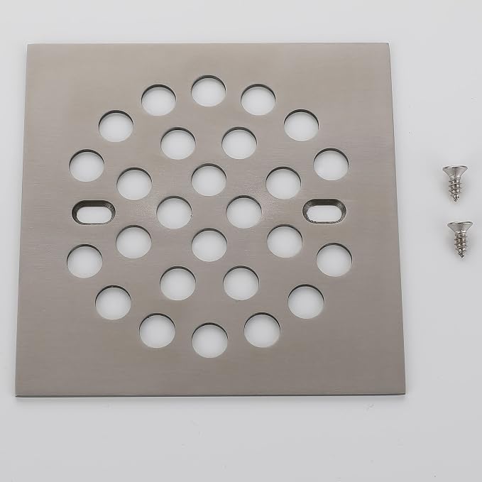 RRAJJ Square Improve 4-1/4 Inch Screw-in Shower Floor Drain Grate Strainer - Image 4