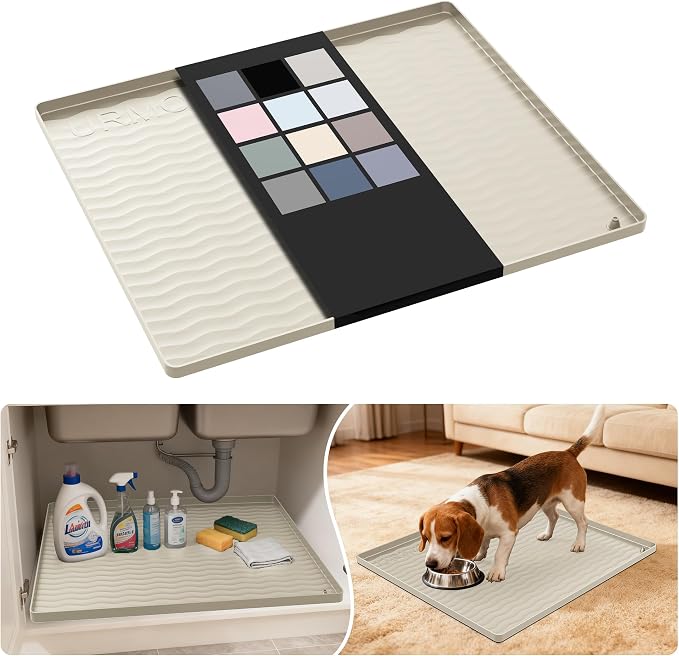 URMONA Waterproof Silicone Under Sink Mat 22'' x 19'' Shelf Liner by URMONA