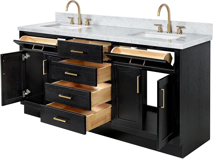 ARIEL Hepburn 73 Inch Double Rectangle Sink Bathroom Vanity - Image 6