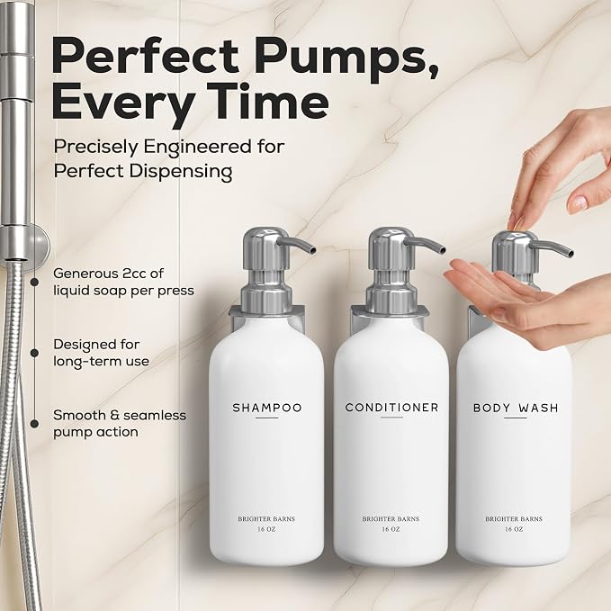 Luxury Shampoo and Conditioner Dispenser Set Wall Mounted by Brighter Barns - Image 4