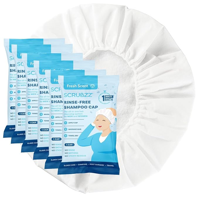 Scrubzz Shampoo Caps No Rinse for Elderly and Bedridden Patients, Rinse Free by Scrubzz