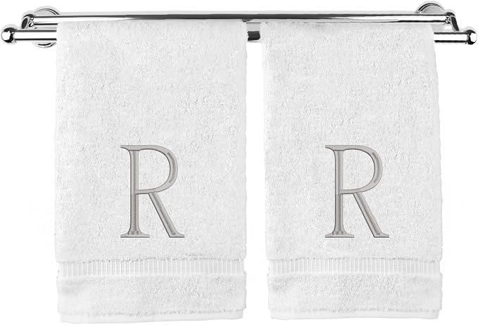 Monogrammed Hand Towel, Personalized Initial Gift, Extra Absorbent 100% Turkish by BareCotton