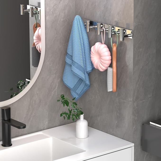 Wall Mounted Coat Rack-5 Hooks, Heavy Duty Stainless Steel Wall Hooks - Image 4