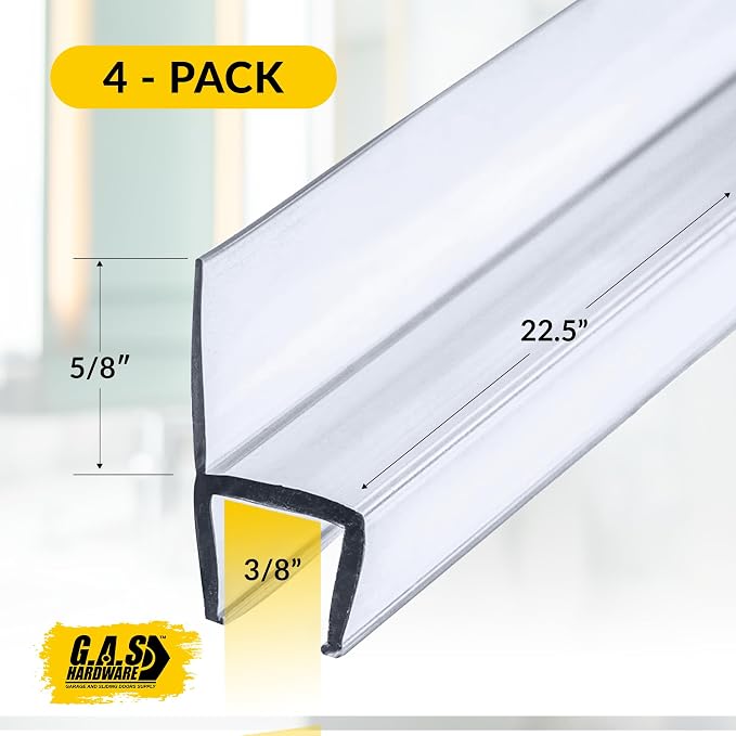 3/8" Frameless Shower Door Seal – H-Type 22.5" Ultra-Clear Bottom & Side Drip - Image 4