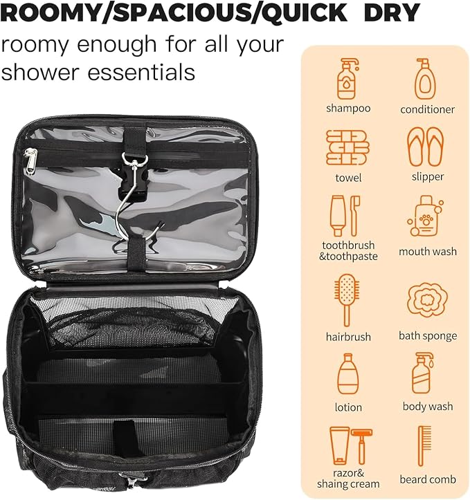 Mesh Shower Caddy Portable for College Dorm Room Essentials – Quick Dry Hanging - Image 3