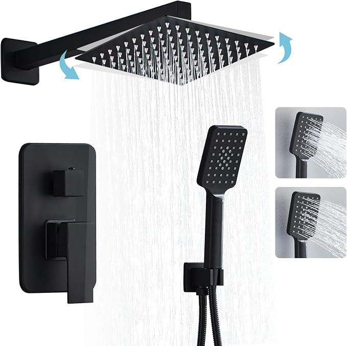 Bathroom Shower System 10 Inch Rain Shower Head and Handheld Wall Mounted by Anksaysh