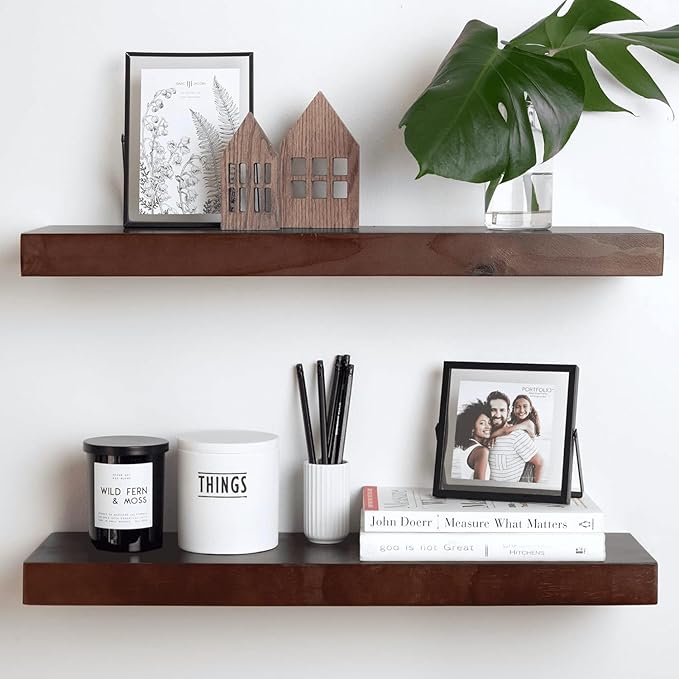 Homeforia 24inch Walnut Floating Shelves by Homeforia