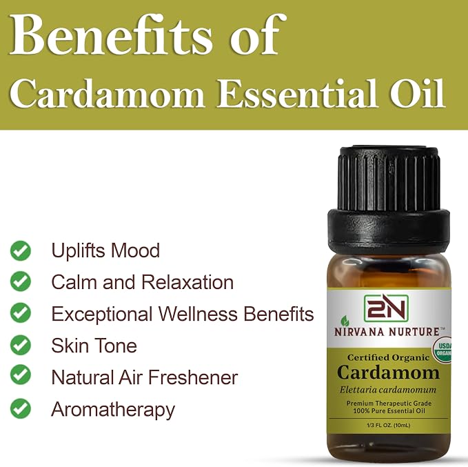 Cardamom Essential Oil USDA Certified Organic, 100% Pure Natural Premium Grade - Image 3