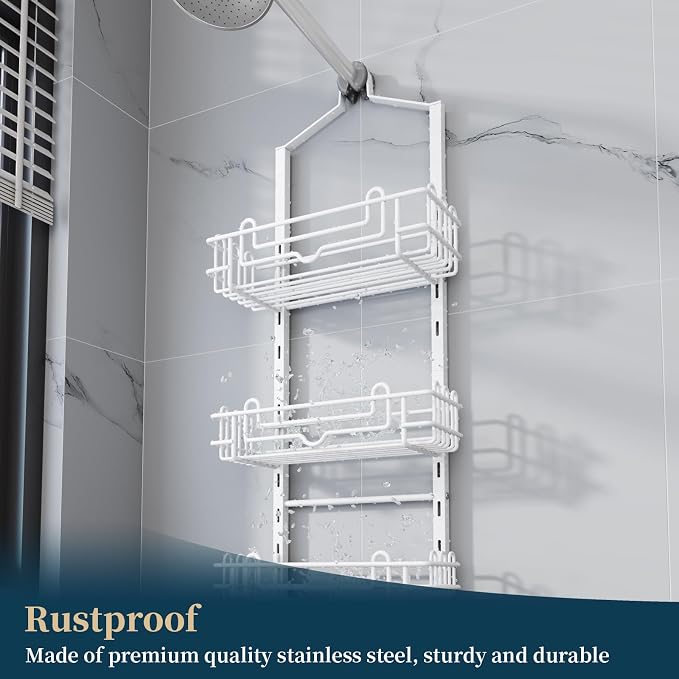 Consumest Shower Caddy Hanging – Rustproof Over Shower Head Hanger - Image 5