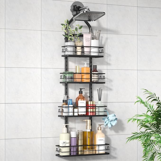 Shower Caddy Hanging Rustproof, 4 Tier Adjustable Hanging Shower Caddy Over by Unknown