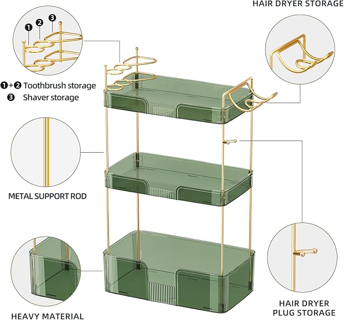 3 Tier Glam Bathroom Counter Organizer - Image 4