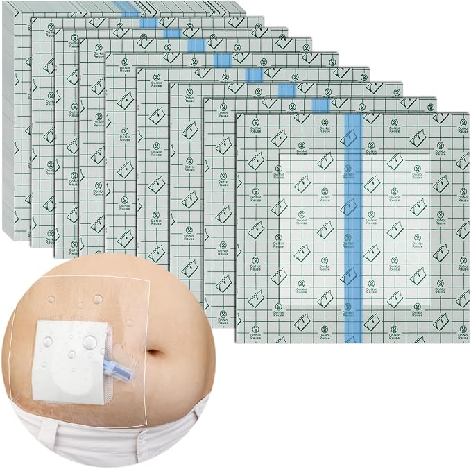 25 Pcs Waterproof Dialysis Catheter Shower Cover + Non-Stick Center Pad by Hola+Health