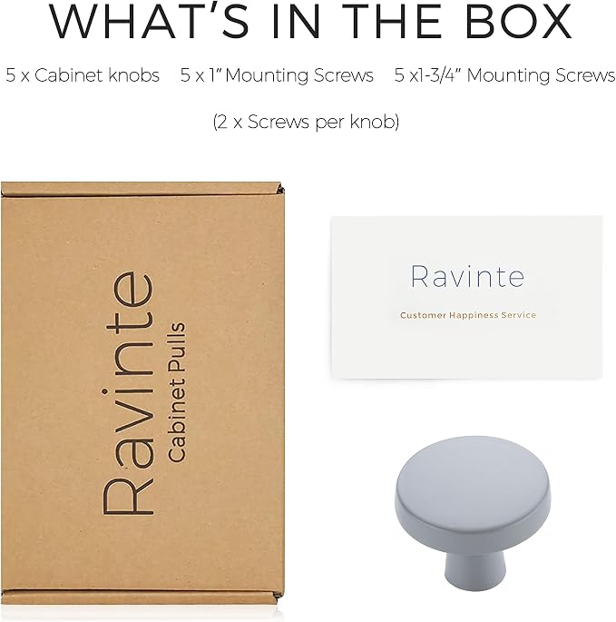 Ravinte 5 Pack Drawer Pulls 1-1/4 Inch Kitchen Cabinet Knobs Solid Round - Image 7