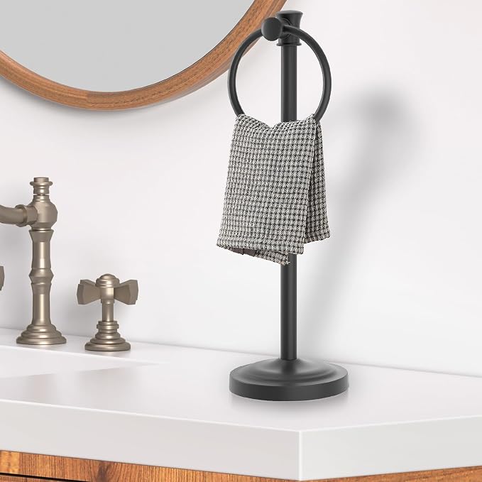 Hoimpro 17 Inch Stand Hand Towel Holder Towel Bar Towel Hanging Ring, Free - Image 3