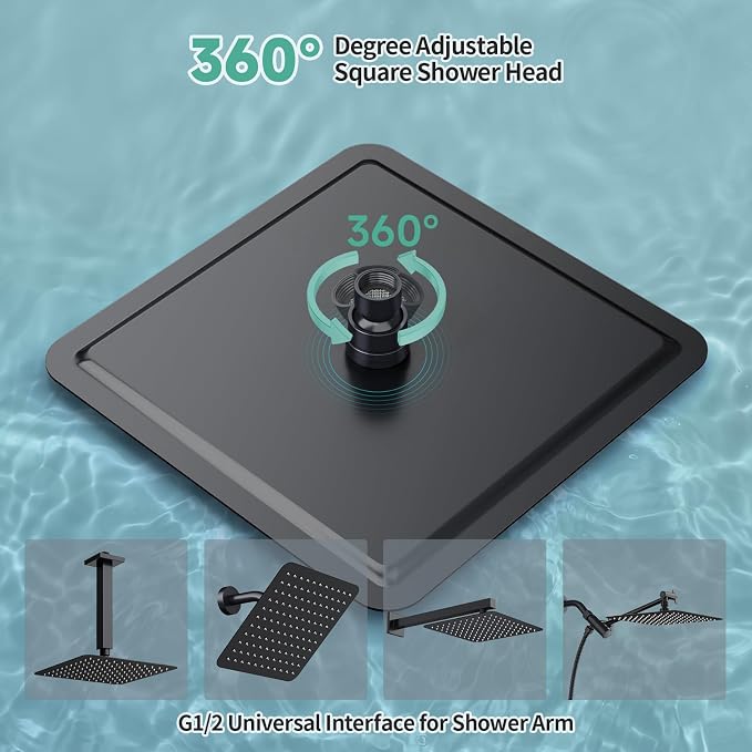 SR SUN RISE 10 Inch Rain Shower Head Matte Black 304 Stailess Steel High - Image 6