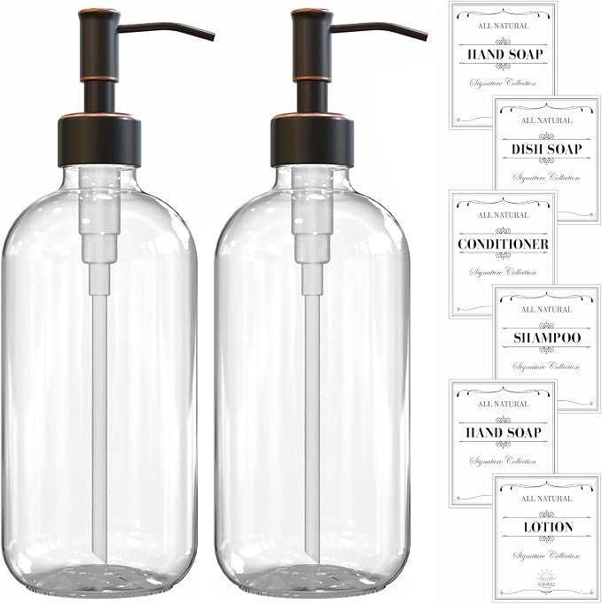 2 Pack Clear Glass Soap Dispenser 16 OZ - Image 7
