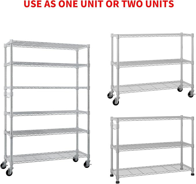 6 Tier Storage Racks Shelving, Heavy Steel Pantry Shelves, Adjustable Wire - Image 8
