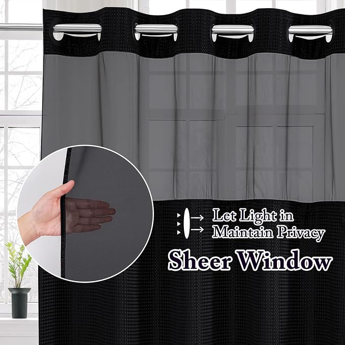 Gibelle No Hook Waffle Weave Shower Curtain - Image 2