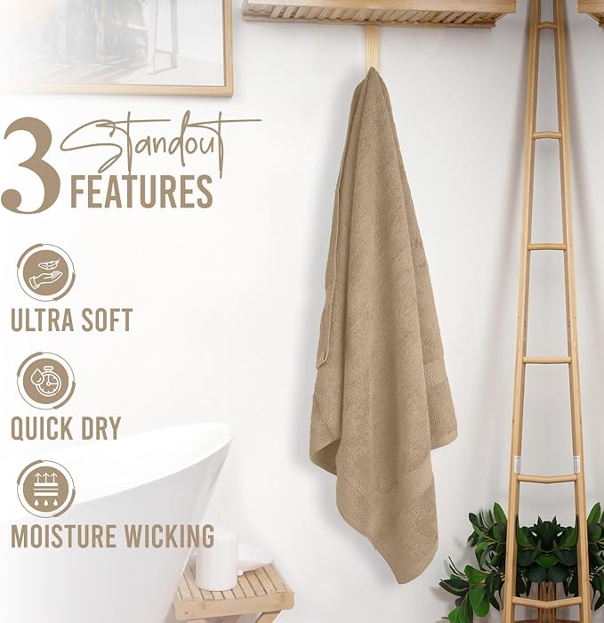 RIVERSIDE 100% Ring Spun Cotton Large Bath Towels Set of 4, 27 x 54 Inches – - Image 7