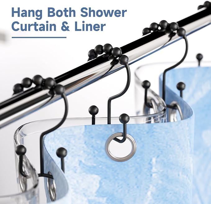 Titanker Shower Curtain Hooks Rings, Rust Resistant Metal Double Glide Shower - Image 3