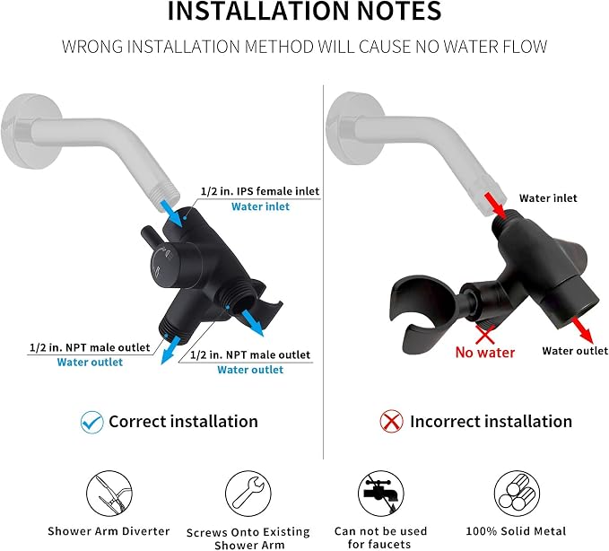 G-Promise Solid Metal Shower Arm Diverter - Image 3