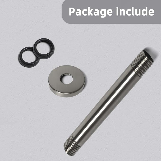 6 Inch Shower Arm with Flange, Ceiling Mounted Shower Head Extension Arm - Image 6