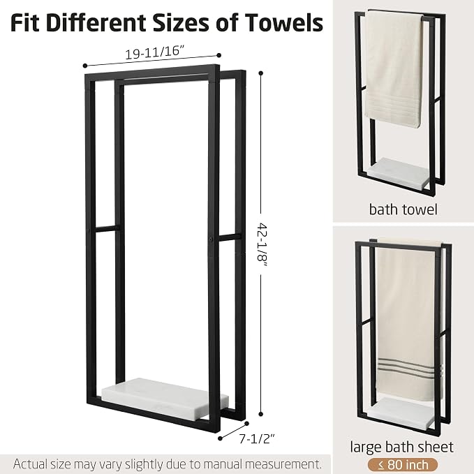 KES 42" H Bathroom Free Standing Towel Rack, Freestanding Floor Towel Rack - Image 6