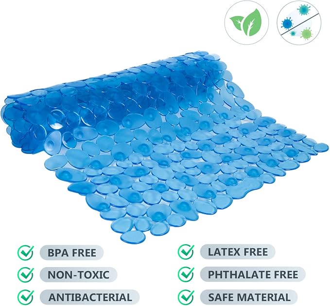 WELTRXE Non Slip Bathtub Mat, 35 x 16 Inches Bathroom Pebbles Shower Mat - Image 2