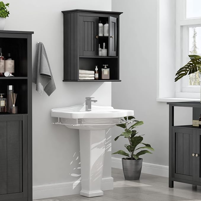 Treocho Wood Wall Cabinet Bathroom Medicine Cabinet Storage - Image 2