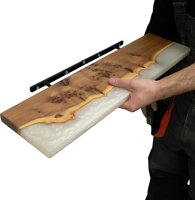 RWA Straight Edge Floating Shelf – Unique Wood Floating Shelf by RWAresinwoodart