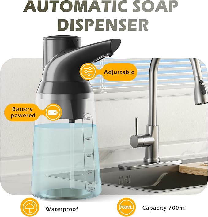 Adjustable Automatic Soap Dispenser Touchless, 4 Adjustable Levels，Battery - Image 2