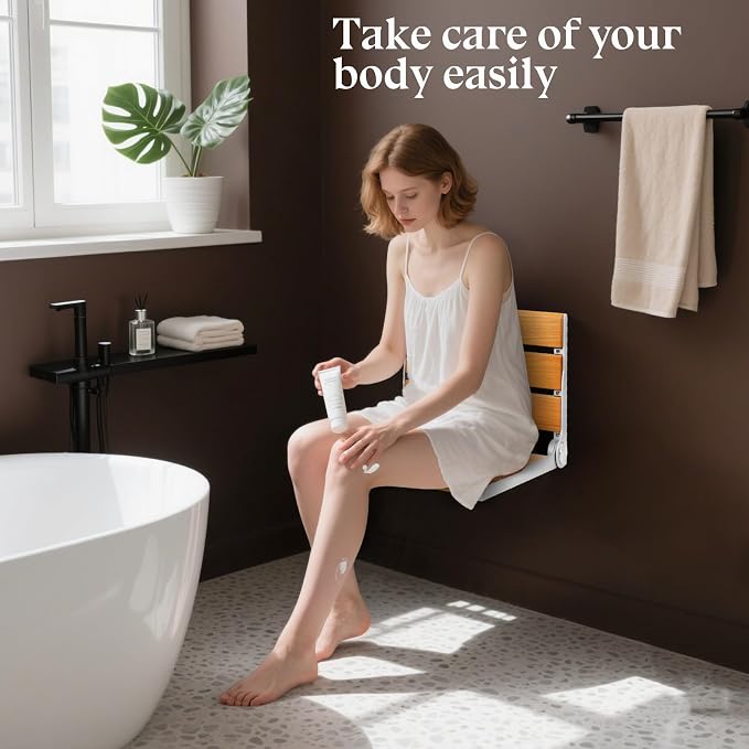 Wall Mounted Shower Seat - 16IN Fold Down Shower Seat - Image 2