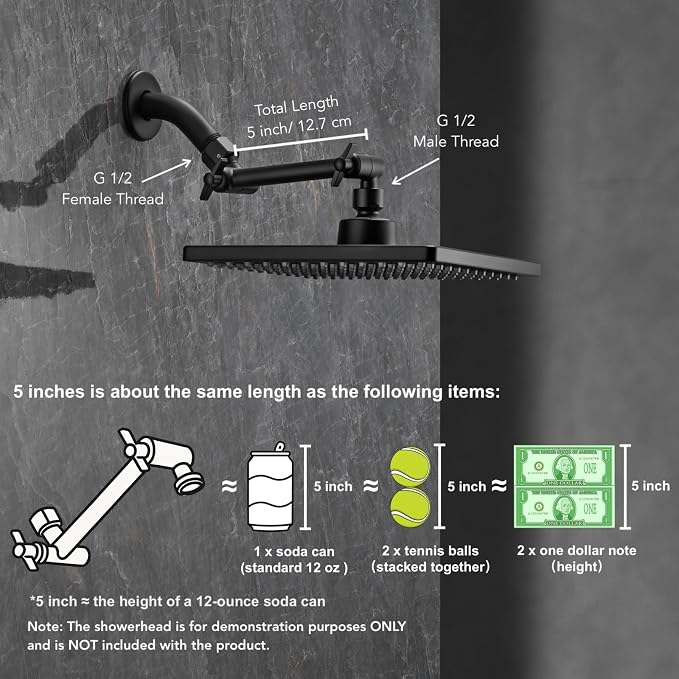 5 Inch Adjustable Shower Head Extension Arm - Image 4